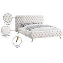 Meridian Delano Cream Velvet King Bed IMAGE 6