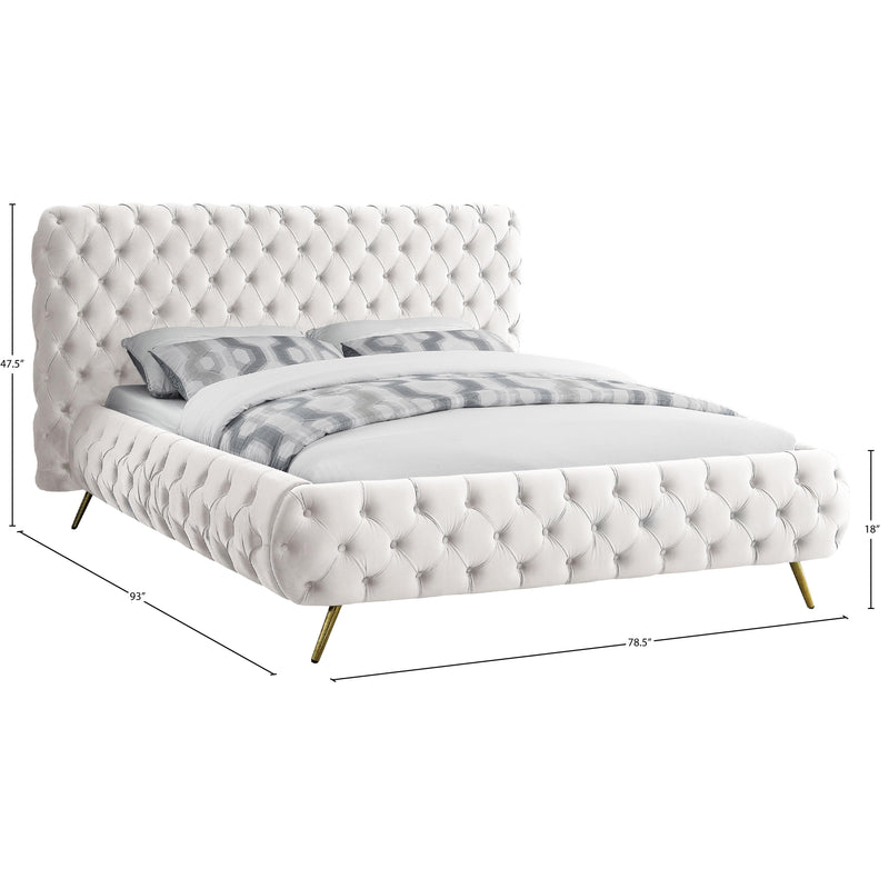 Meridian Delano Cream Velvet Queen Bed IMAGE 5
