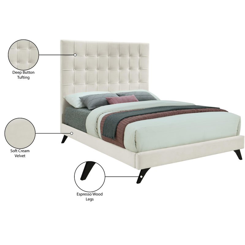Meridian Elly Cream Velvet Full Bed IMAGE 11