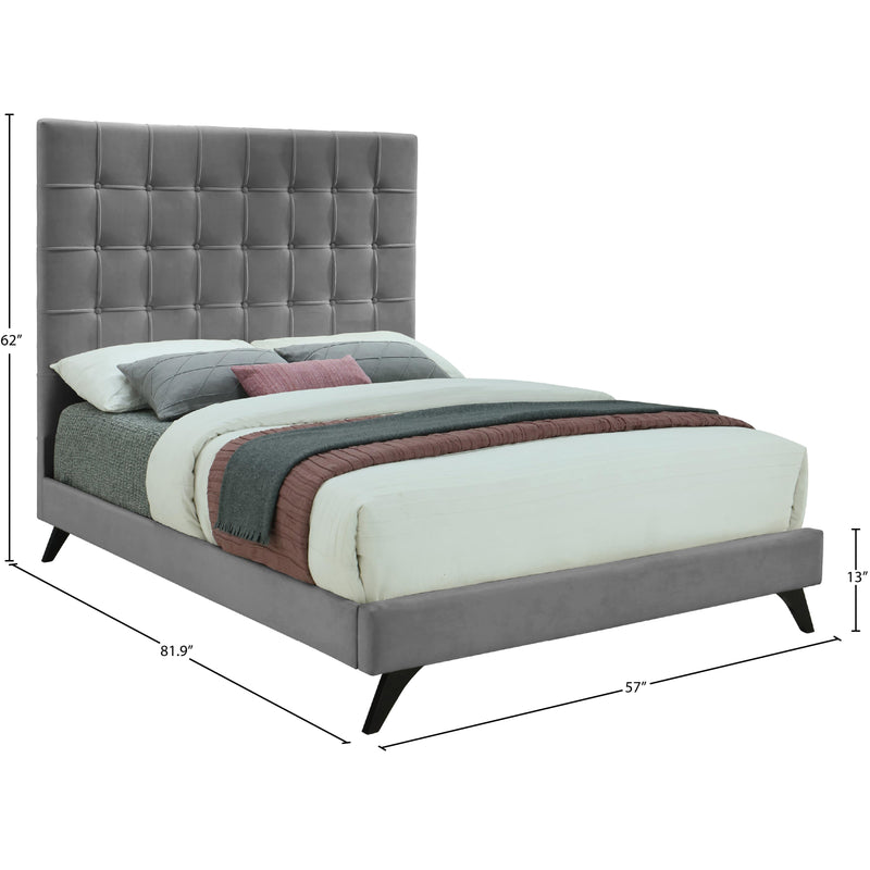 Meridian Elly Grey Velvet Full Bed IMAGE 10
