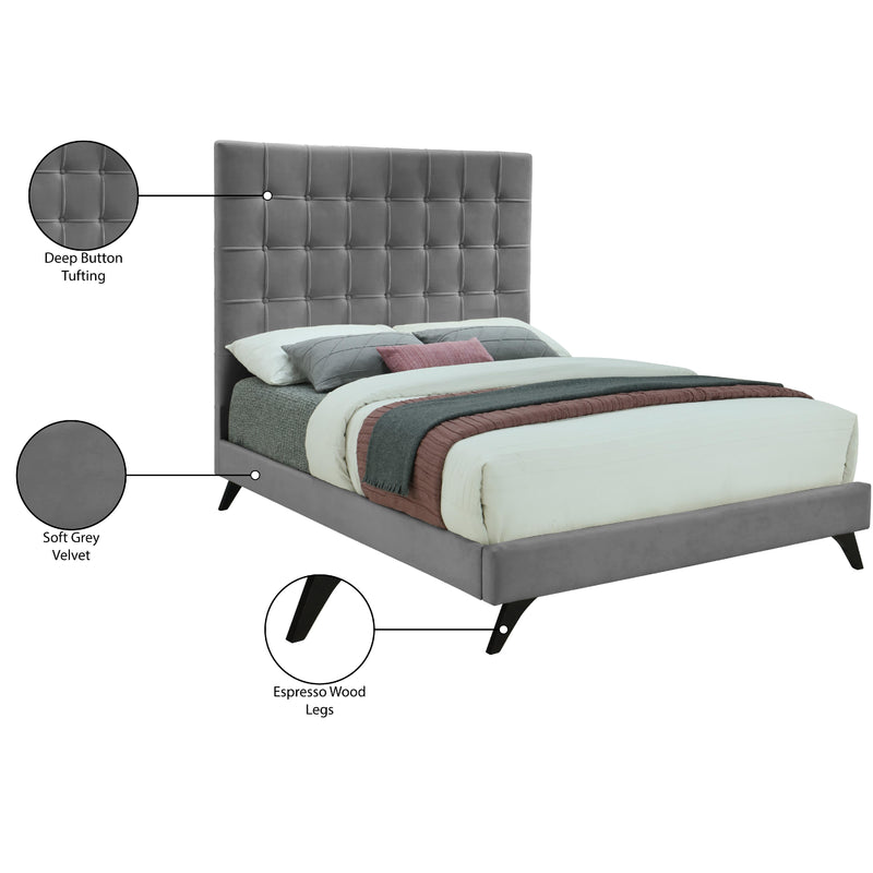 Meridian Elly Grey Velvet Full Bed IMAGE 11