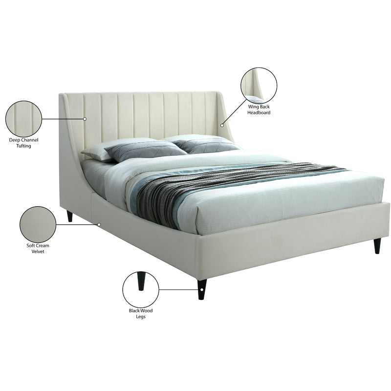 Meridian Eva Cream Velvet King Bed IMAGE 9