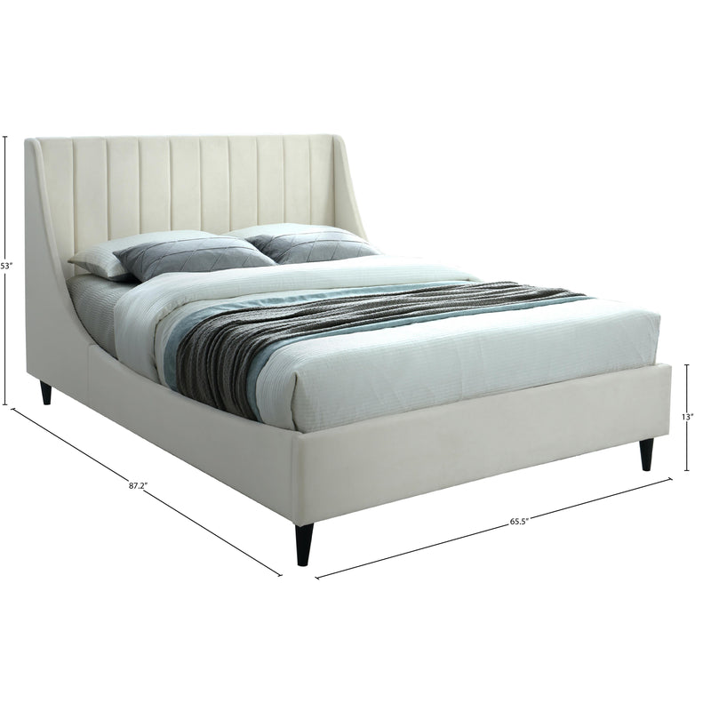 Meridian Eva Cream Velvet Queen Bed IMAGE 8