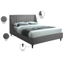 Meridian Eva Grey Velvet Queen Bed IMAGE 9