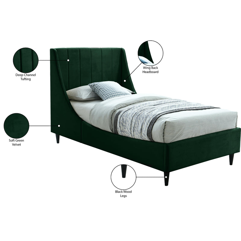 Meridian Eva Green Velvet Twin Bed IMAGE 9