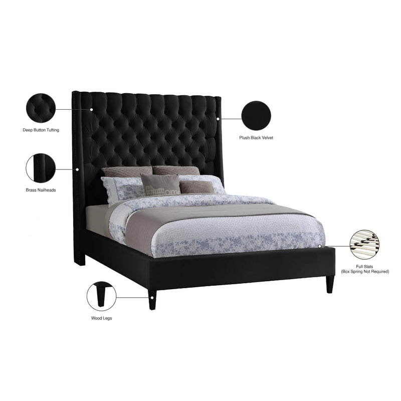 Meridian Fritz Black Velvet Full Bed IMAGE 11
