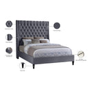Meridian Fritz Grey Velvet King Bed IMAGE 11