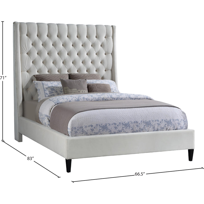 Meridian Fritz Cream Velvet Queen Bed IMAGE 10
