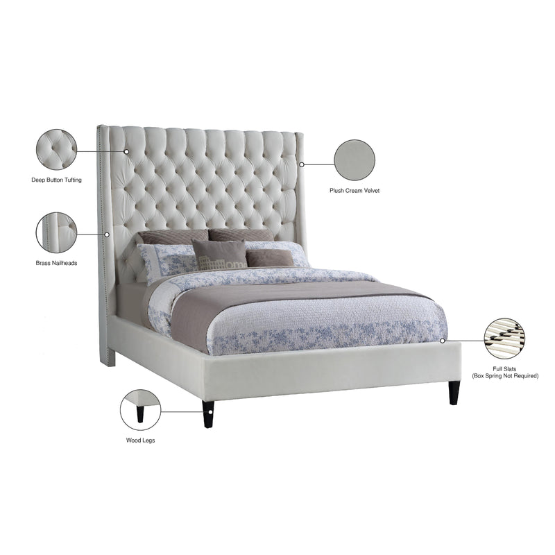 Meridian Fritz Cream Velvet Queen Bed IMAGE 11