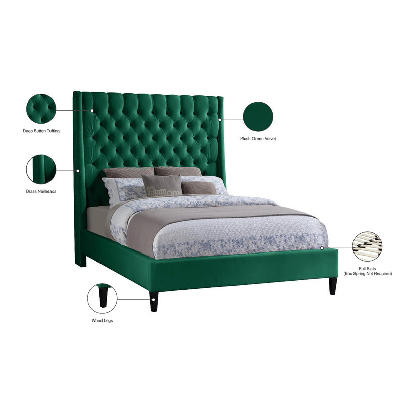 Meridian Fritz Green Velvet Queen Bed IMAGE 11