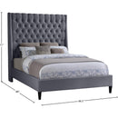 Meridian Fritz Grey Velvet Queen Bed IMAGE 10