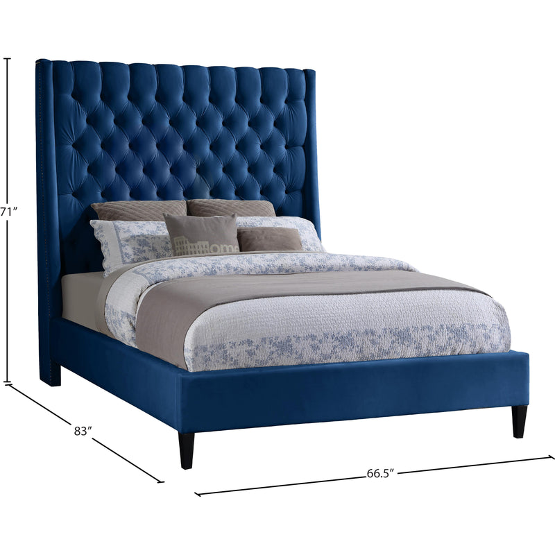Meridian Fritz Navy Velvet Queen Bed IMAGE 10