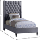 Meridian Fritz Grey Velvet Twin Bed IMAGE 10