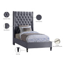 Meridian Fritz Grey Velvet Twin Bed IMAGE 11