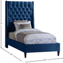 Meridian Fritz Navy Velvet Twin Bed IMAGE 10