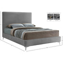 Meridian Geri Grey Velvet Full Bed IMAGE 15