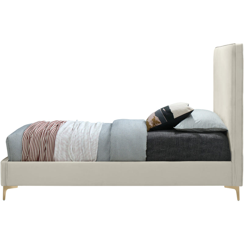 Meridian Geri Cream Velvet Queen Bed IMAGE 9