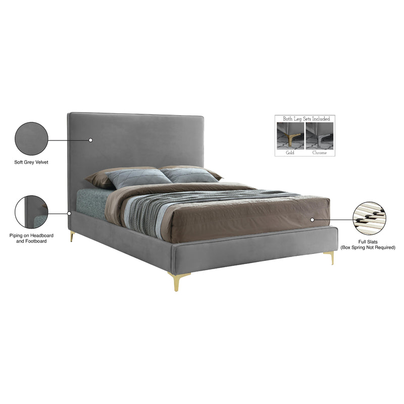 Meridian Geri Grey Velvet Queen Bed IMAGE 16
