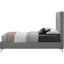Meridian Geri Grey Velvet Queen Bed IMAGE 9