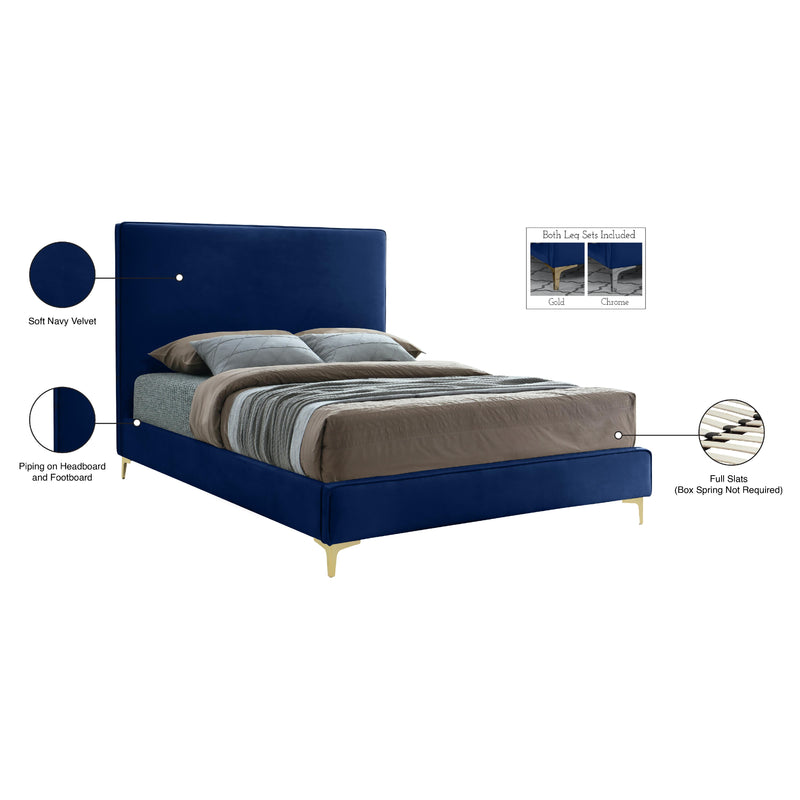 Meridian Geri Navy Velvet Queen Bed IMAGE 16
