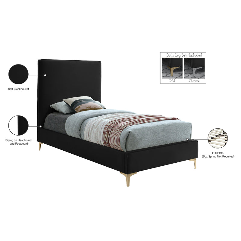 Meridian Geri Black Velvet Twin Bed IMAGE 16