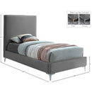 Meridian Geri Grey Velvet Twin Bed IMAGE 15