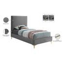 Meridian Geri Grey Velvet Twin Bed IMAGE 16