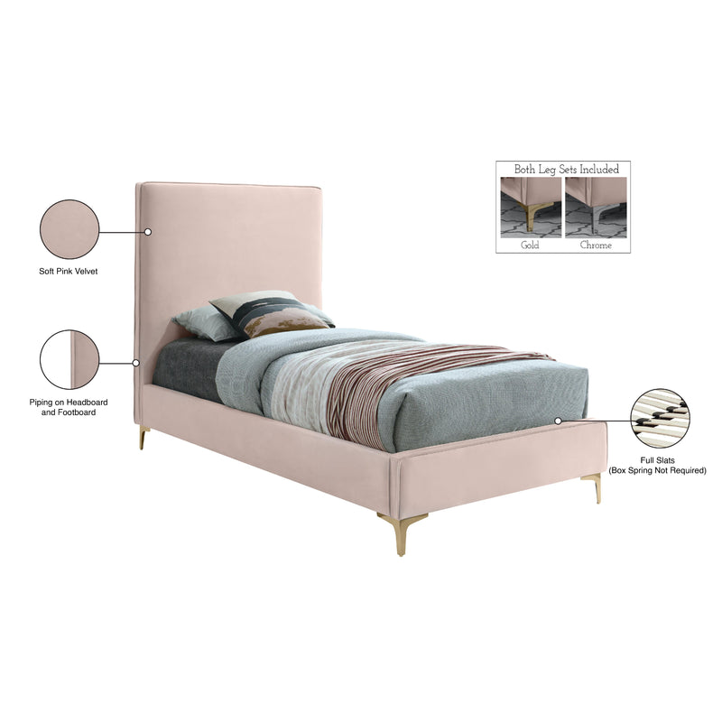 Meridian Geri Pink Velvet Twin Bed IMAGE 16