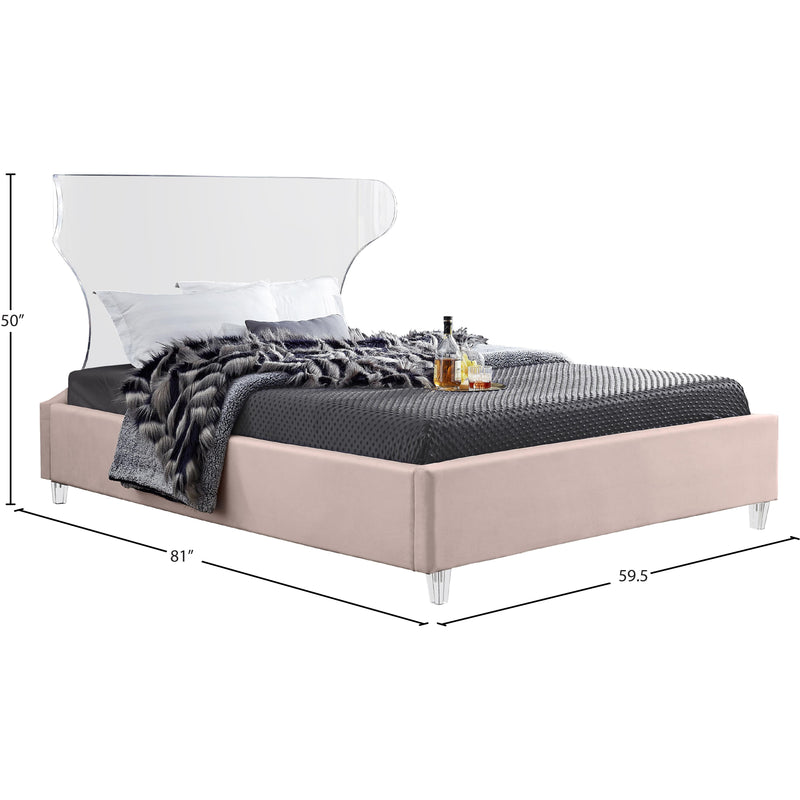 Meridian Ghost Pink Velvet Full Bed IMAGE 7