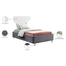 Meridian Ghost Grey Velvet Twin Bed IMAGE 8