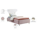 Meridian Ghost Pink Velvet Twin Bed IMAGE 8