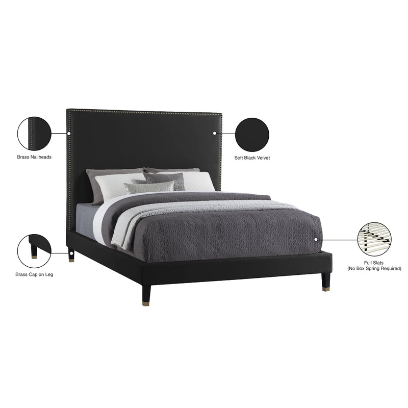 Meridian Harlie Black Velvet Full Bed IMAGE 11