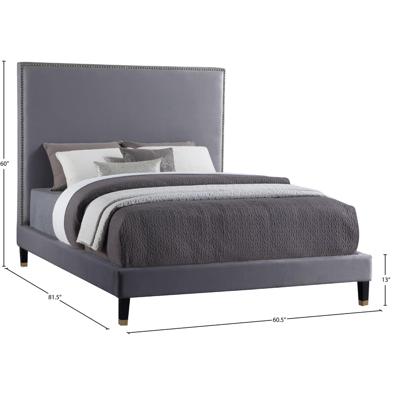 Meridian Harlie Grey Velvet Full Bed IMAGE 10