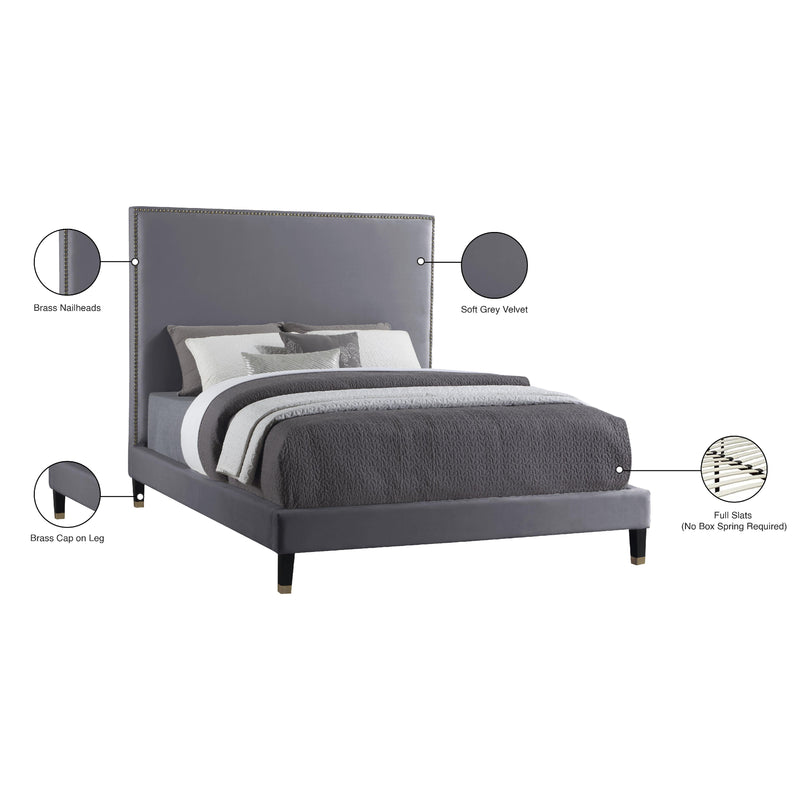 Meridian Harlie Grey Velvet Full Bed IMAGE 11
