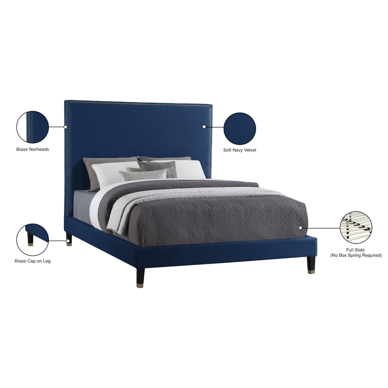 Meridian Harlie Navy Velvet Full Bed IMAGE 11