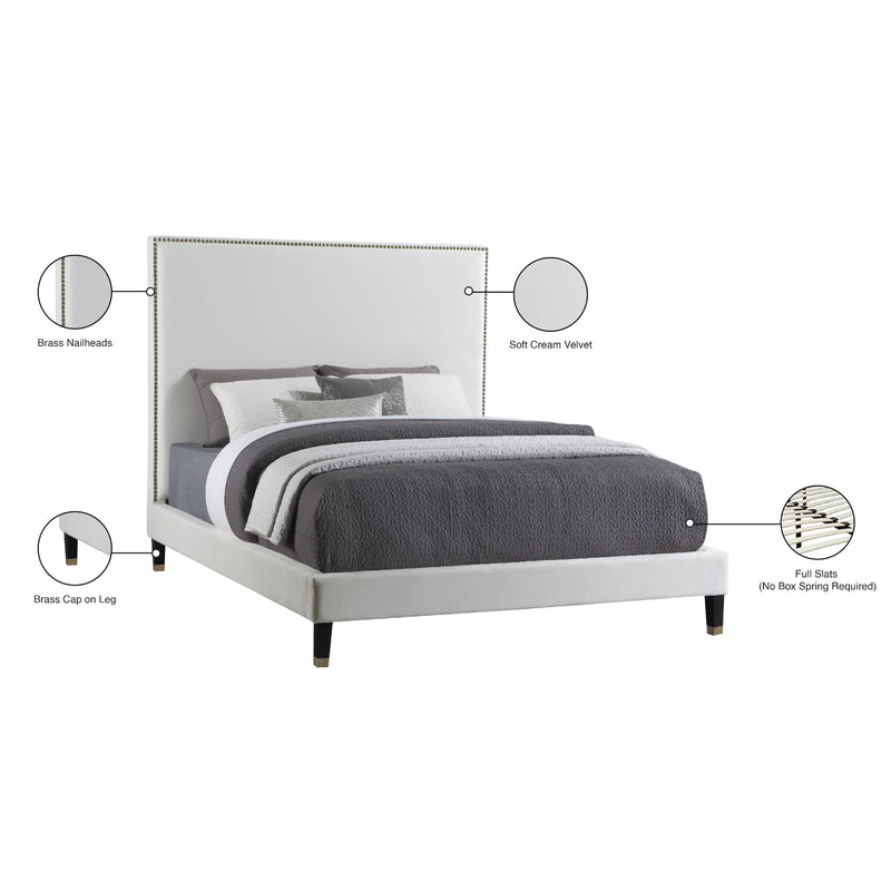 Meridian Harlie Cream Velvet King Bed IMAGE 11