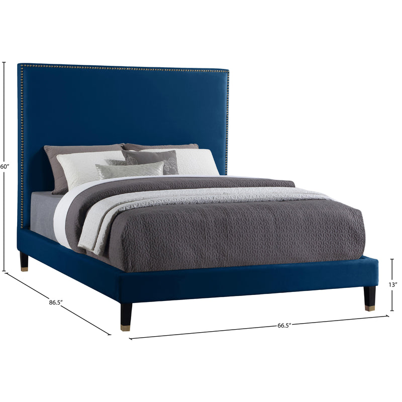Meridian Harlie Navy Velvet Queen Bed IMAGE 10