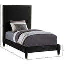 Meridian Harlie Black Velvet Twin Bed IMAGE 10