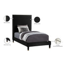 Meridian Harlie Black Velvet Twin Bed IMAGE 11