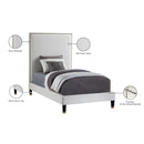 Meridian Harlie Cream Velvet Twin Bed IMAGE 11