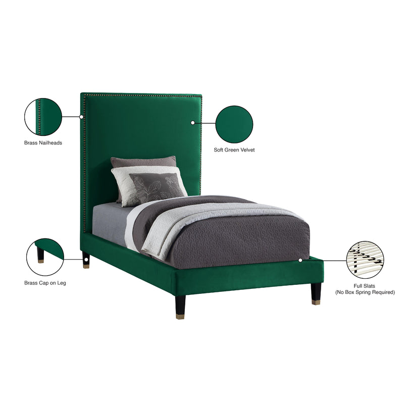 Meridian Harlie Green Velvet Twin Bed IMAGE 11
