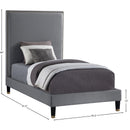 Meridian Harlie Grey Velvet Twin Bed IMAGE 10