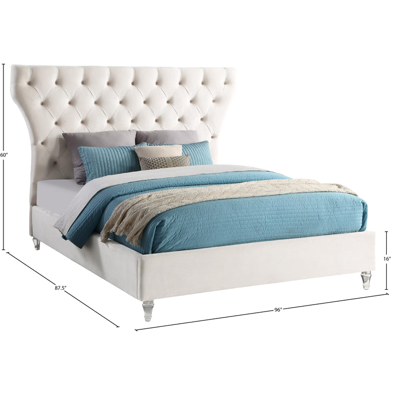 Meridian Kira Cream Velvet King Bed IMAGE 8