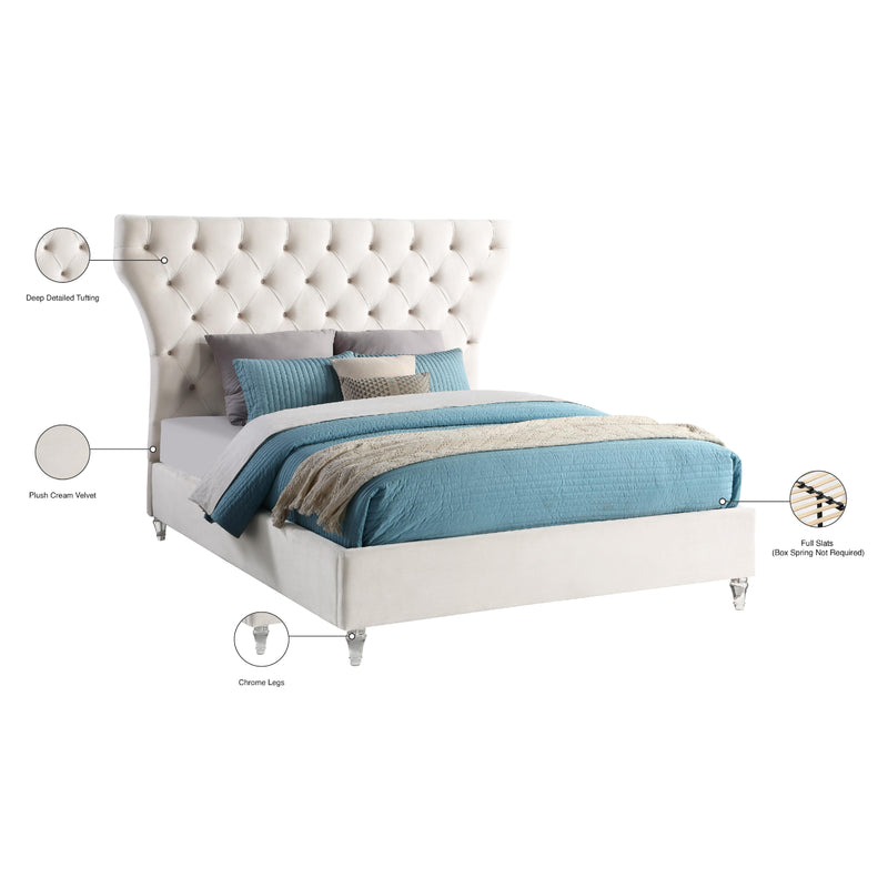Meridian Kira Cream Velvet King Bed IMAGE 9