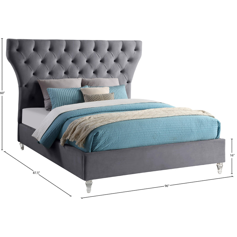 Meridian Kira Grey Velvet King Bed IMAGE 8