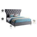 Meridian Kira Grey Velvet King Bed IMAGE 9
