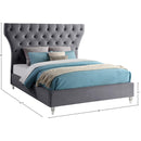 Meridian Kira Grey Velvet Queen Bed IMAGE 8