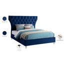 Meridian Kira Navy Velvet Queen Bed IMAGE 9