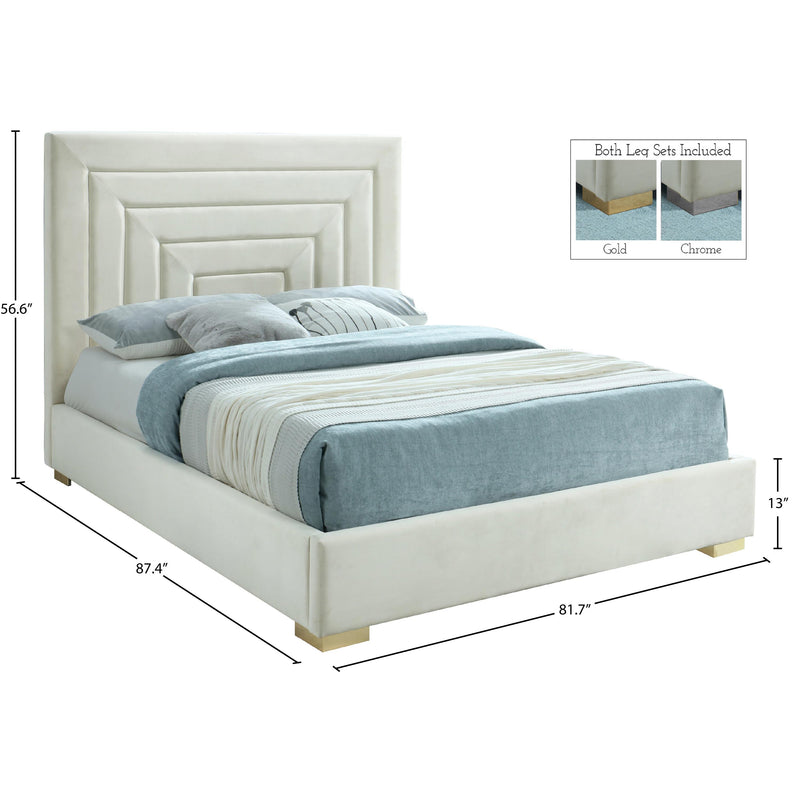 Meridian Nora Cream Velvet King Bed IMAGE 15
