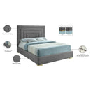 Meridian Nora Grey Velvet King Bed IMAGE 16